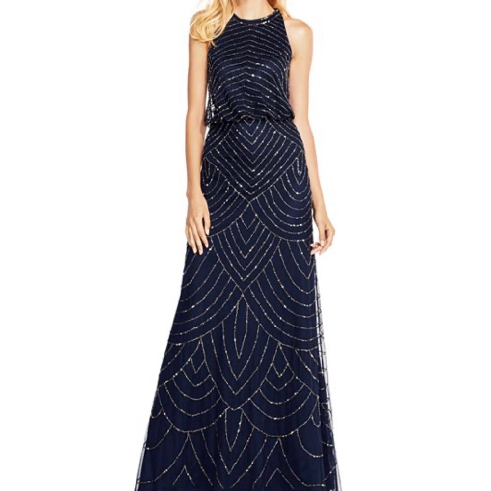 Adrianna Papell  Sequined Blouson Gown